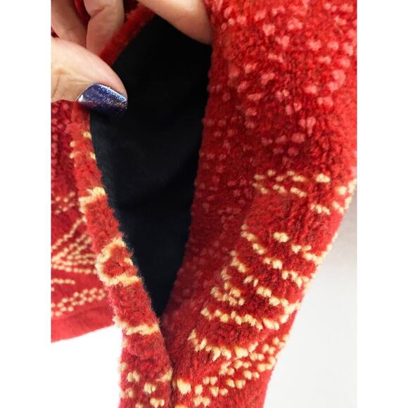 Vintage Orvis Women's Short Rust Orange Aztec Texture Print Jacket Pockets Soft - Picture 4 of 7